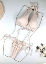 Load image into Gallery viewer, 2023 New Neck Hanging Solid Color Sexy Backless Bikini Split Body With Chest Pad Swimsuit Women