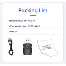 Load image into Gallery viewer, 5 in 1 Bluetooth Adapter For Speaker Headset Car Wireless Audio Receiver/Transmitter Dual Function Bluetooth 5.2 USB Dongle
