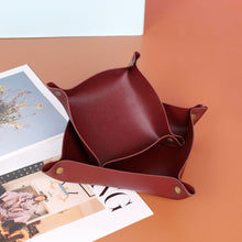 Load image into Gallery viewer, PU Leather Keychain Storage Tray Desktop Waterproof Storage Box Table Jewelry Organizing Tray Flat Mat