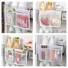 Load image into Gallery viewer, Refrigerator Hanging Bag Sauce Orangizing Mesh Bag Kicthen Bathroom Double Pockets Bag with Hook