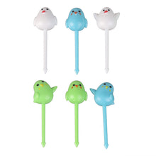 Load image into Gallery viewer, 6pcs Cute Bird Lunch Box Fruit Picks Mini Creative Fruit Cake Dessert Food Forks Kids Snack Decoration Forks Bento Salad Decoration Accessories Cake Picks Toothpick
