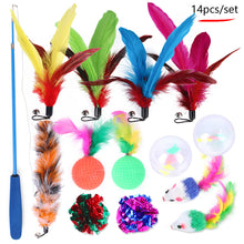 Load image into Gallery viewer, 11/14pcs Cat Teaser Wand with Replacement Pendant Pet Interactive Feather Toys Kitten Simulated Mouse Catching Toy Cats Daily Accessories