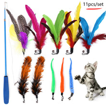 Load image into Gallery viewer, 11/14pcs Cat Teaser Wand with Replacement Pendant Pet Interactive Feather Toys Kitten Simulated Mouse Catching Toy Cats Daily Accessories