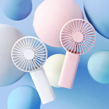 Load image into Gallery viewer, Portable USB Chargeable Mini Fan Handheld Fans with Base Summer Outdoor 3 Speed Adjustable Hand Hold Fan with Phone Holder