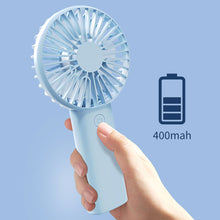 Load image into Gallery viewer, Portable USB Chargeable Mini Fan Handheld Fans with Base Summer Outdoor 3 Speed Adjustable Hand Hold Fan with Phone Holder