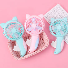 Load image into Gallery viewer, Cartoon Hand-Pressed Hand-Cranked Small Fan Dormitory Mini Student Portable Hand-Held Manual Children's Fan