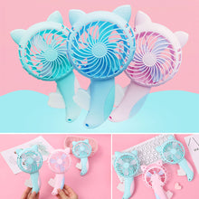 Load image into Gallery viewer, Cartoon Hand-Pressed Hand-Cranked Small Fan Dormitory Mini Student Portable Hand-Held Manual Children's Fan