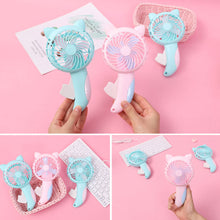 Load image into Gallery viewer, Cartoon Hand-Pressed Hand-Cranked Small Fan Dormitory Mini Student Portable Hand-Held Manual Children's Fan