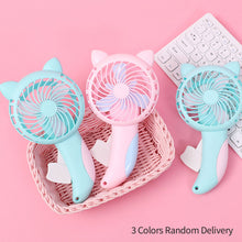 Load image into Gallery viewer, Cartoon Hand-Pressed Hand-Cranked Small Fan Dormitory Mini Student Portable Hand-Held Manual Children's Fan