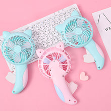 Load image into Gallery viewer, Cartoon Hand-Pressed Hand-Cranked Small Fan Dormitory Mini Student Portable Hand-Held Manual Children's Fan