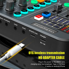 Load image into Gallery viewer, M6 RGB LED OTG Transmission Wireless Bluetooth-compatible External Mixer Sound Card Noise Reduction for Live Streaming Broadcast