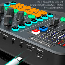 Load image into Gallery viewer, M6 RGB LED OTG Transmission Wireless Bluetooth-compatible External Mixer Sound Card Noise Reduction for Live Streaming Broadcast