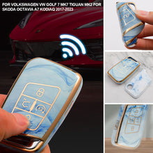 Load image into Gallery viewer, TPU Car Key Box Cover Protection 5 Keys Jade Pattern For Volkswagen VW Golf 7 MK7 Tiguan Mk2 for Skoda Octavia A7 Kodiaq 2017-2023