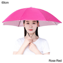 Load image into Gallery viewer, 69cm/77cm Portable Rain Umbrella Hat Foldable Outdoor Fishing Anti-Sun Waterproof Umbrella Camping Head Cap Beach Head Hats