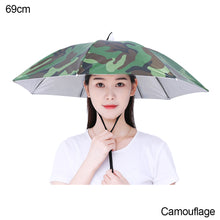 Load image into Gallery viewer, 69cm/77cm Portable Rain Umbrella Hat Foldable Outdoor Fishing Anti-Sun Waterproof Umbrella Camping Head Cap Beach Head Hats