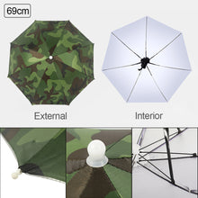 Load image into Gallery viewer, 69cm/77cm Portable Rain Umbrella Hat Foldable Outdoor Fishing Anti-Sun Waterproof Umbrella Camping Head Cap Beach Head Hats
