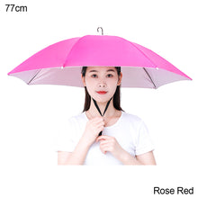 Load image into Gallery viewer, 69cm/77cm Portable Rain Umbrella Hat Foldable Outdoor Fishing Anti-Sun Waterproof Umbrella Camping Head Cap Beach Head Hats
