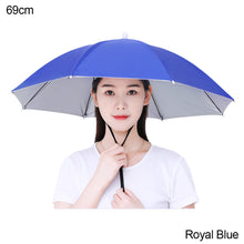 Load image into Gallery viewer, 69cm/77cm Portable Rain Umbrella Hat Foldable Outdoor Fishing Anti-Sun Waterproof Umbrella Camping Head Cap Beach Head Hats