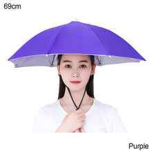 Load image into Gallery viewer, 69cm/77cm Portable Rain Umbrella Hat Foldable Outdoor Fishing Anti-Sun Waterproof Umbrella Camping Head Cap Beach Head Hats