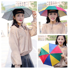 Load image into Gallery viewer, 55cm Portable Rain Umbrella Hat Foldable Outdoor Fishing Anti-Sun Waterproof Umbrella Camping Head Cap Beach Head Hats