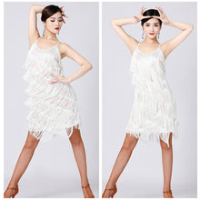 Load image into Gallery viewer, Latin Dance Suspender Skirt Tassel Skirt V-Neck Dance Sequin Skirt Stage Show Competition Dress