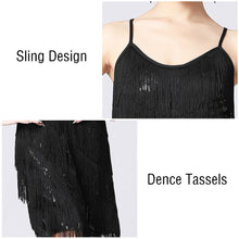 Load image into Gallery viewer, Latin Dance Suspender Skirt Tassel Skirt V-Neck Dance Sequin Skirt Stage Show Competition Dress