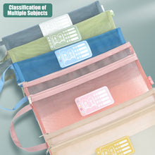 Load image into Gallery viewer, Transparent PVC Mesh Subject Bag for Students Subject Classification Document Bag A4 Test Paper Storage Bag Textbook