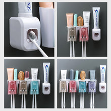 Load image into Gallery viewer, Wall-mounted Toothbrush Holder With Toothpaste Dispenser Punch-free Bathroom Storage For Home Waterproof Bathroom Accessories