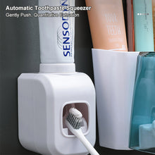 Load image into Gallery viewer, Wall-mounted Toothbrush Holder With Toothpaste Dispenser Punch-free Bathroom Storage For Home Waterproof Bathroom Accessories