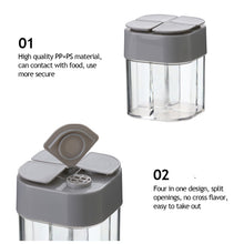 Load image into Gallery viewer, Compartment For Outdoor Cooking BBQ Salt And Pepper Shaker 4 In 1 Camping Seasoning Jar With Lids Transparent Spice Dispenser