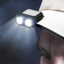 Load image into Gallery viewer, 5 Modes USB Rechargeable Dual Beam Hat Clip Cap Light Mini LED Headlamp Sensor Headlight Adjustable Angle Camping Headlamp Work Lights