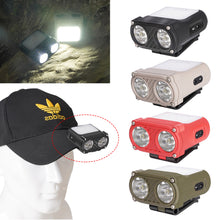 Load image into Gallery viewer, 5 Modes USB Rechargeable Dual Beam Hat Clip Cap Light Mini LED Headlamp Sensor Headlight Adjustable Angle Camping Headlamp Work Lights