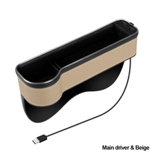 Load image into Gallery viewer, Car Crevice Storage Box Colorful LED Seat Gap Slit Pocket Seat Organizer with 2 USB Charger Card Phone Bottle Cups Holder