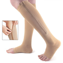 Load image into Gallery viewer, Compression Zip Sox Socks Stretchy Leg Support Zipper Medical Socks Open Toe Zipper Stocking for Varicose Veins Edema Swollen