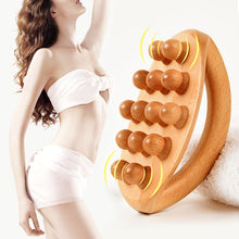 Load image into Gallery viewer, 14 Beads Wooden Handheld Gua Sha Massage Brush Natural Wood Waist Leg Body Meridian Scraping SPA Therapy Refined Skin Relaxation Tool