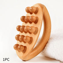Load image into Gallery viewer, 14 Beads Wooden Handheld Gua Sha Massage Brush Natural Wood Waist Leg Body Meridian Scraping SPA Therapy Refined Skin Relaxation Tool