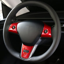 Load image into Gallery viewer, 3Pcs Car Steering Wheel Panel Cover Sticker Trim Decoration Carbon Fiber For Tesla Model 3 Y 2021 Modified Accessories
