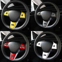 Load image into Gallery viewer, 3Pcs Car Steering Wheel Panel Cover Sticker Trim Decoration Carbon Fiber For Tesla Model 3 Y 2021 Modified Accessories