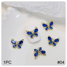 Load image into Gallery viewer, Zircon Butterfly Nail Ornament Fashion Stereoscopic Alloy Butterfly Nail Art Decoration Manicure Accessories