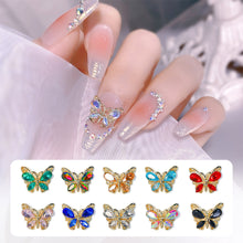 Load image into Gallery viewer, Zircon Butterfly Nail Ornament Fashion Stereoscopic Alloy Butterfly Nail Art Decoration Manicure Accessories