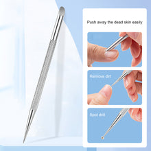 Load image into Gallery viewer, Stainless Steel Double-ended Cuticle Pusher Remove Dirt Cutin Cuticle Pusher Manicure Tool Nail Cleaner Care Tool