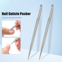 Load image into Gallery viewer, Stainless Steel Double-ended Cuticle Pusher Remove Dirt Cutin Cuticle Pusher Manicure Tool Nail Cleaner Care Tool
