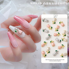 Load image into Gallery viewer, Tulip Flower Nail Ornament Fashion Retro Alloy Flower Nail Art Decoration Manicure Accessories