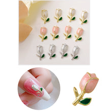 Load image into Gallery viewer, Tulip Flower Nail Ornament Fashion Retro Alloy Flower Nail Art Decoration Manicure Accessories