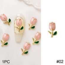 Load image into Gallery viewer, Tulip Flower Nail Ornament Fashion Retro Alloy Flower Nail Art Decoration Manicure Accessories