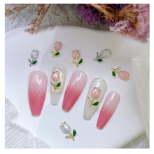 Load image into Gallery viewer, Tulip Flower Nail Ornament Fashion Retro Alloy Flower Nail Art Decoration Manicure Accessories