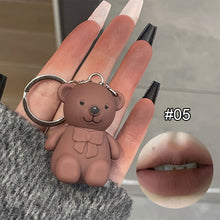 Load image into Gallery viewer, Bear Keychain Pendant Lip Glaze 6 Colors Matte Velvet Lip Gloss Lipstick Non-fading Long-lasting Lip Glaze Women Lip Makeup Cosmetics
