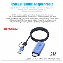 Load image into Gallery viewer, Converter USB3.0 to HDMI conversion cable TYPE-C to HDMI conversion cable USB3.0 to HDMI