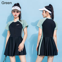 Load image into Gallery viewer, Large Size Swimsuit Conservative Belly Cover Slimming One-Piece Skirt Swimsuit Surf Beach Sports All-In-One Clothing XL-3XL