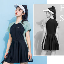 Load image into Gallery viewer, Large Size Swimsuit Conservative Belly Cover Slimming One-Piece Skirt Swimsuit Surf Beach Sports All-In-One Clothing XL-3XL